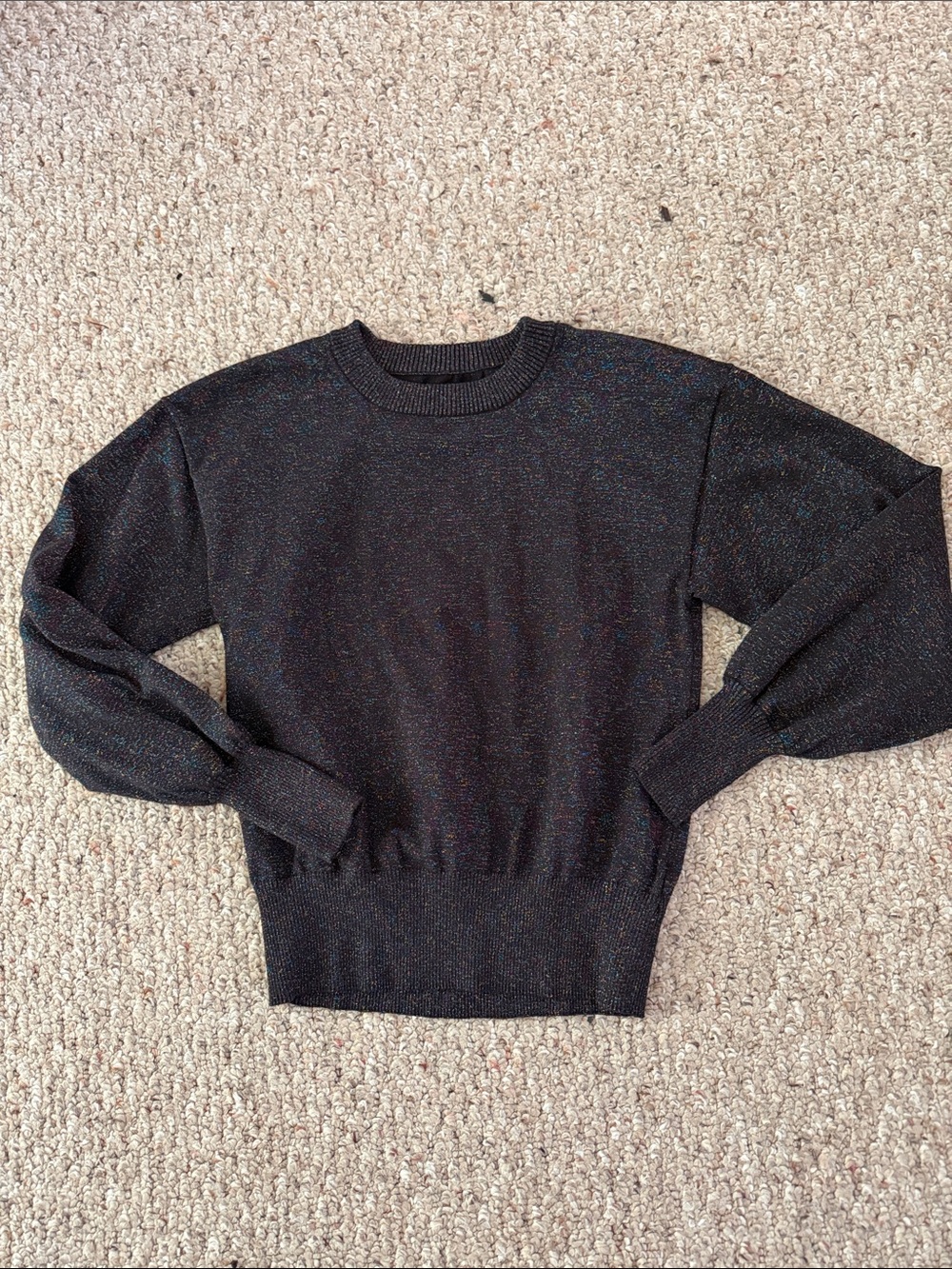 Nine West Black Crewneck Sweater with Subtle Multicolor Speckle